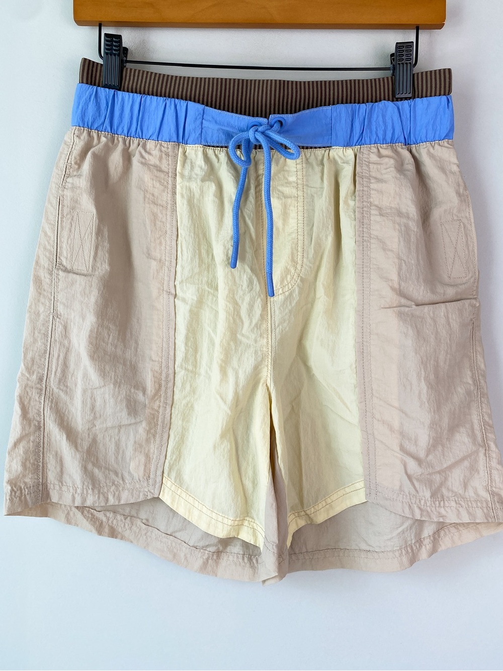 Free People Movement Sun Daze Colorblock Board Shorts S Beige Gorpcore